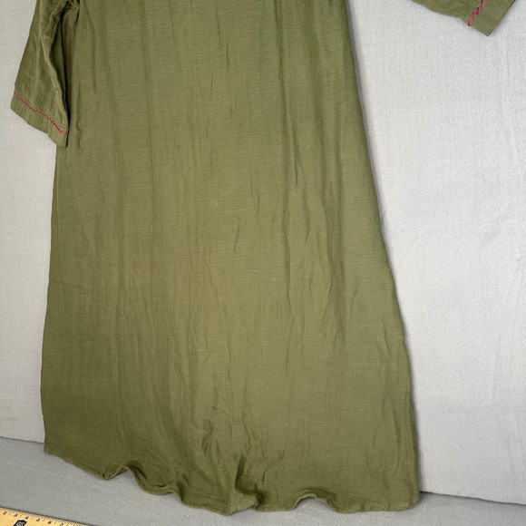 Soft Surroundings‎ Embroidered Tunic Dress Olive Green Tassel Detail Women Large - Picture 12 of 14